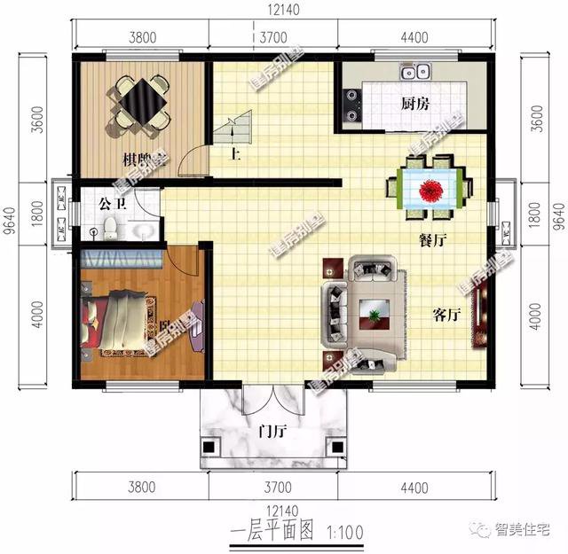 寬12米左右的農(nóng)村住宅戶型圖，適合大部分宅基地