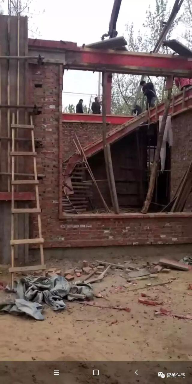 12.5×13米歐式民房戶型圖，附施工過程和完工圖片