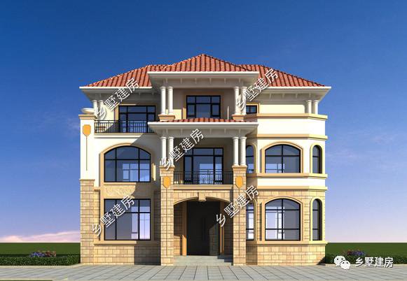 開間11.9米，進(jìn)深9.7米的三層歐式住房戶型圖