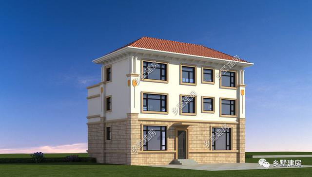 開間11.9米，進(jìn)深9.7米的三層歐式住房戶型圖