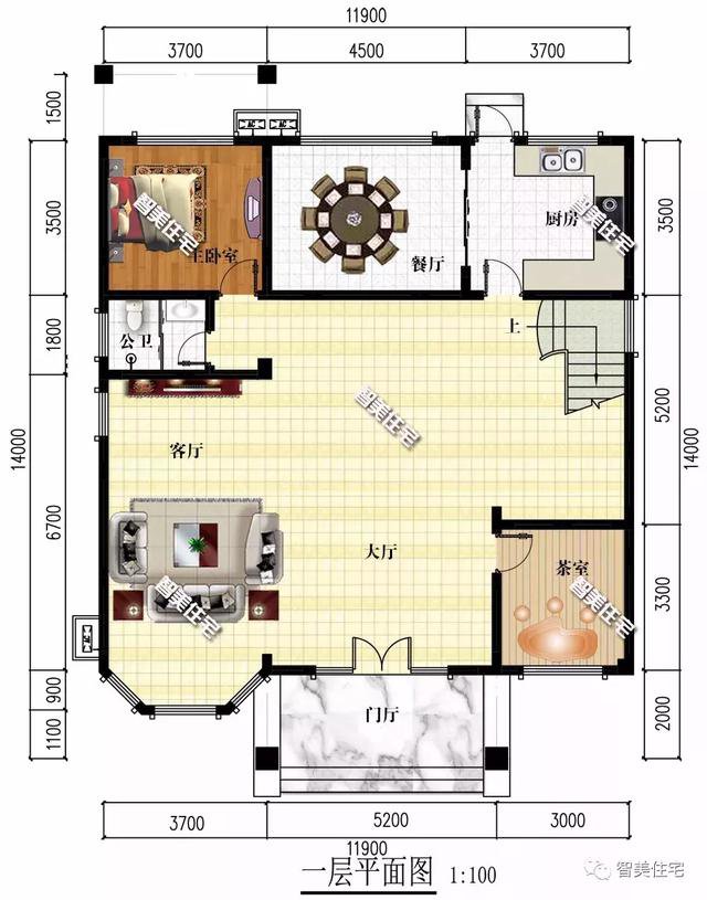 帶露臺涼亭的四層農村自建房戶型方案圖，小亭子很漂亮
