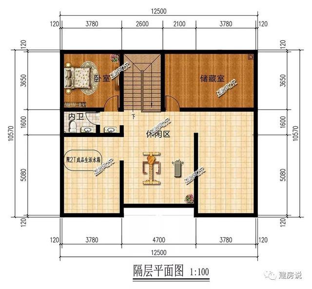 120多平方兩層半仿古住宅方案戶型圖，成功人士喜歡的風格