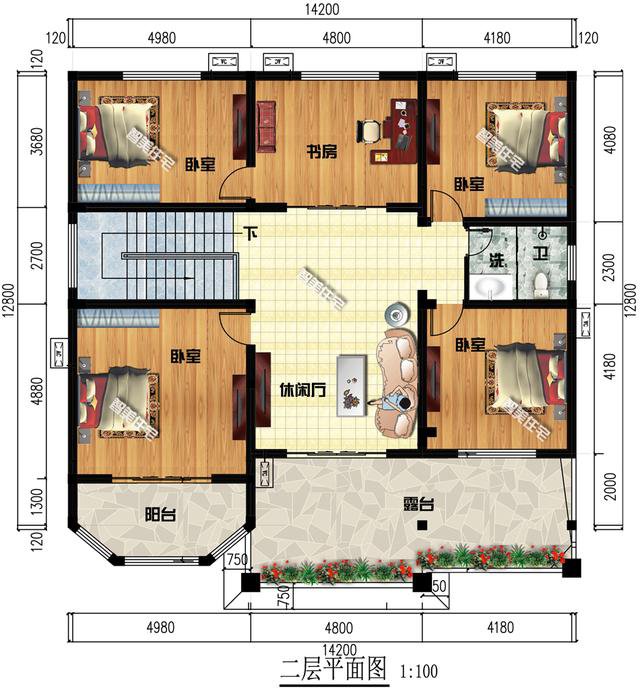 占地200平左右新民居二層戶型圖，大戶人家也夠住