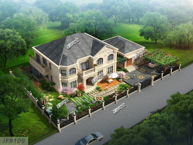 浙江蓋的2層歐式別墅外觀及戶型圖展示，村民都點(diǎn)贊