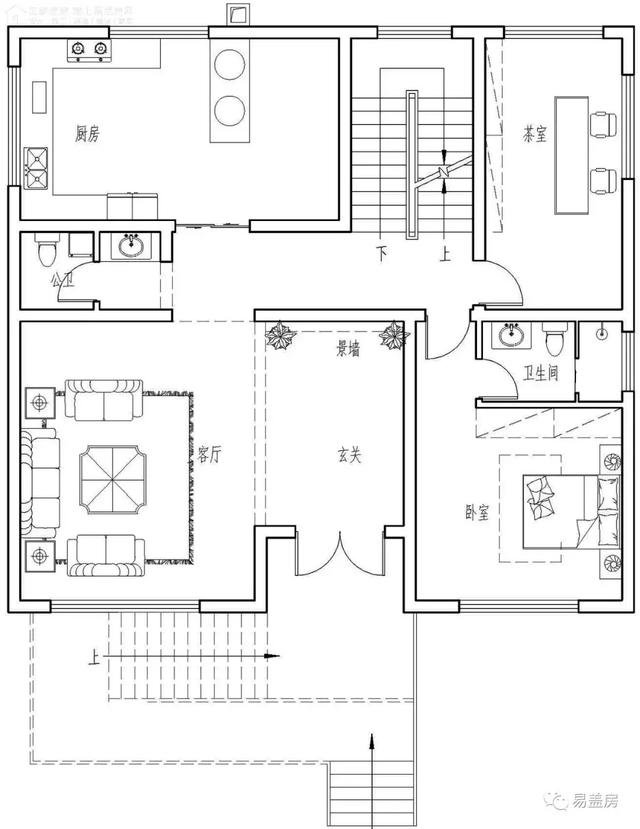 帶架空層的三層歐式自建鄉(xiāng)村房子戶型圖，造價100萬左右