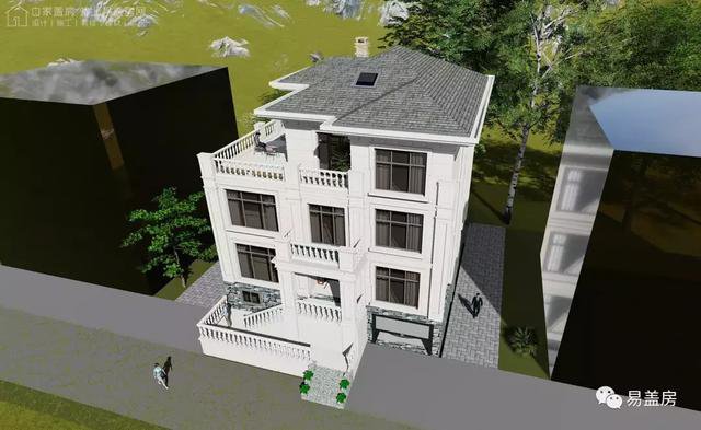 帶架空層的三層歐式自建鄉(xiāng)村房子戶型圖，造價100萬左右