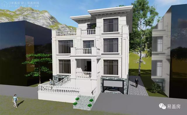 帶架空層的三層歐式自建鄉(xiāng)村房子戶型圖，造價100萬左右