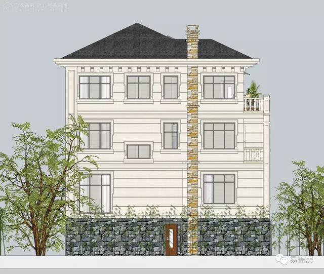 帶架空層的三層歐式自建鄉(xiāng)村房子戶型圖，造價100萬左右