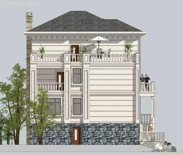 帶架空層的三層歐式自建鄉(xiāng)村房子戶型圖，造價100萬左右