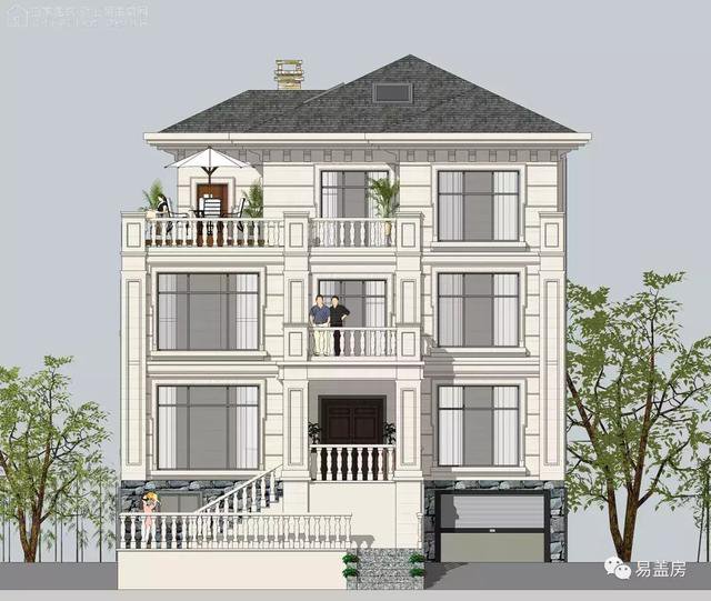 帶架空層的三層歐式自建鄉(xiāng)村房子戶型圖，造價100萬左右