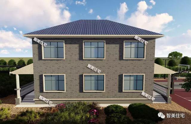 16.9×13.8米農(nóng)村二層半住宅戶型方案圖，純歐式風格