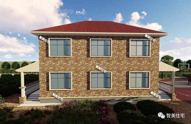 16.9×13.8米農(nóng)村二層半住宅戶型方案圖，純歐式風格