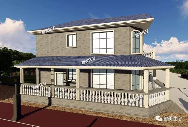 16.9×13.8米農(nóng)村二層半住宅戶型方案圖，純歐式風格