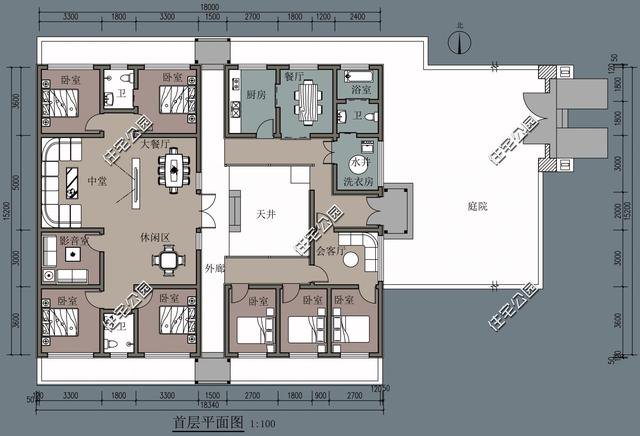 中式帶小院民宿平面戶型圖，這種設(shè)計(jì)誰不喜歡？