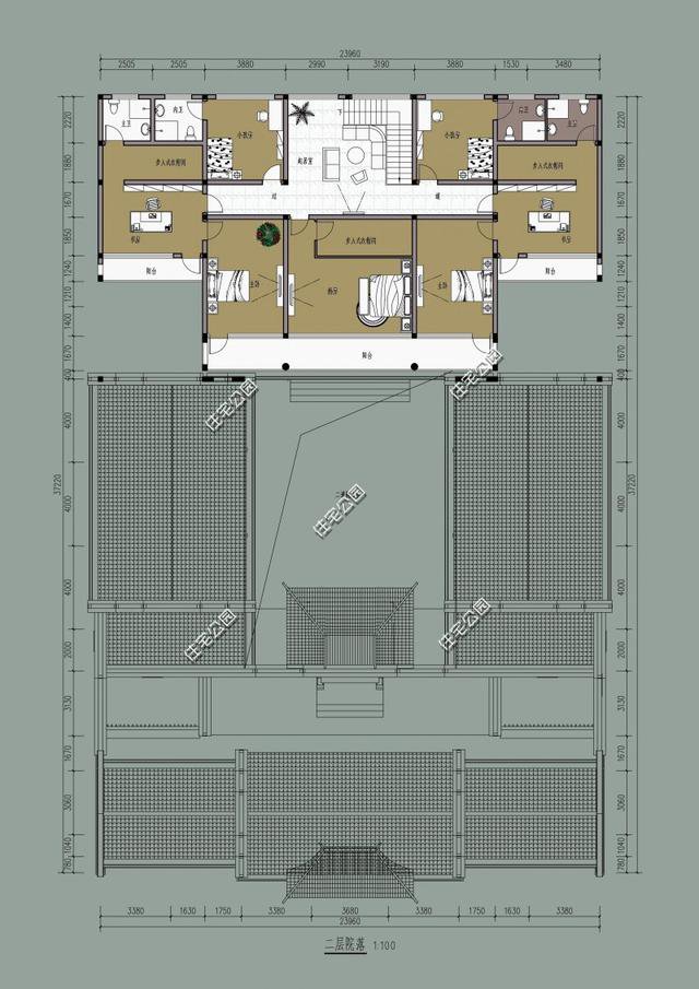 中式帶小院民宿平面戶型圖，這種設(shè)計(jì)誰不喜歡？