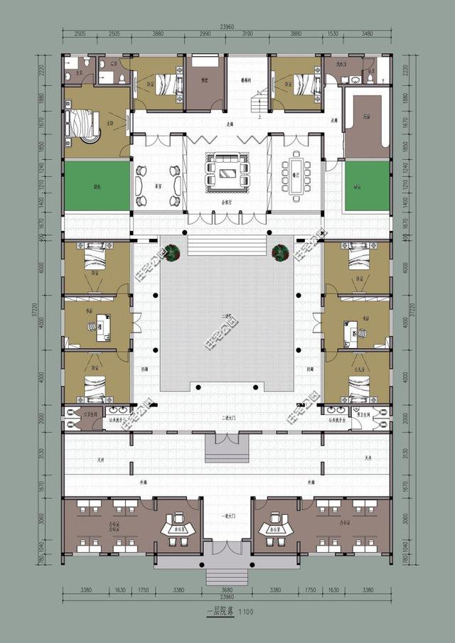 中式帶小院民宿平面戶型圖，這種設(shè)計(jì)誰不喜歡？