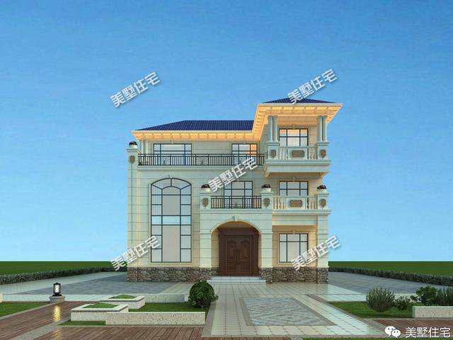 13.2×12.1米三層簡(jiǎn)歐別墅方案平面圖，戶型端正