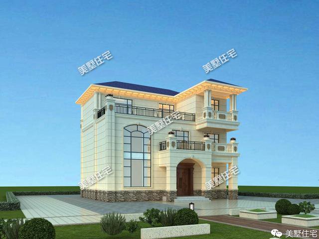 13.2×12.1米三層簡(jiǎn)歐別墅方案平面圖，戶型端正