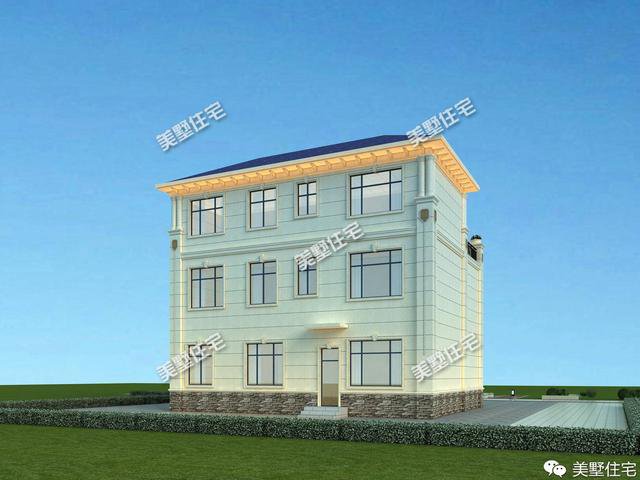 13.2×12.1米三層簡(jiǎn)歐別墅方案平面圖，戶型端正