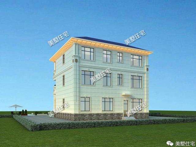 13.2×12.1米三層簡(jiǎn)歐別墅方案平面圖，戶型端正