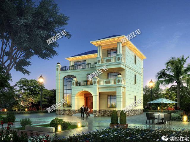 13.2×12.1米三層簡(jiǎn)歐別墅方案平面圖，戶型端正