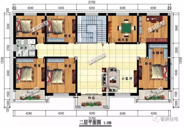 北方地區(qū)的兩套二層住宅樓戶型圖，4、5間的方案