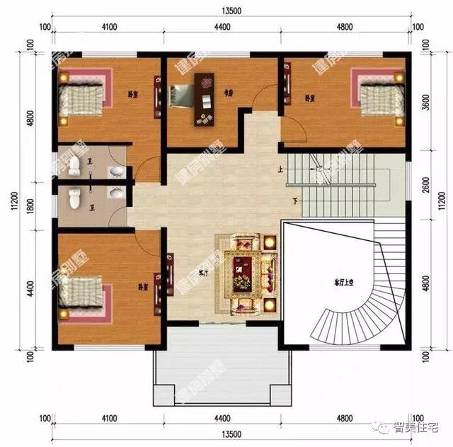 面寬13米左右的農(nóng)村自建房方案戶型圖，歐式風格外觀