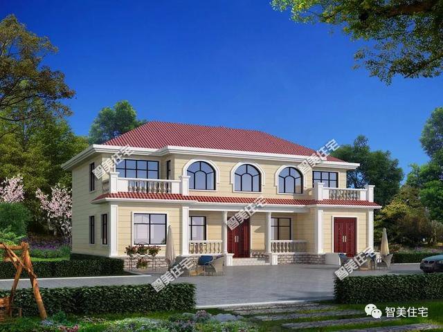 農(nóng)村大四間帶堂屋設(shè)計的兩層住宅戶型方案圖，實(shí)用