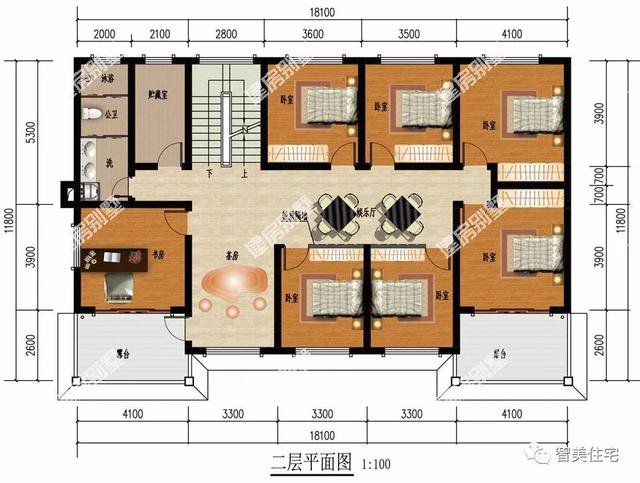 農(nóng)村大四間帶堂屋設(shè)計的兩層住宅戶型方案圖，實(shí)用