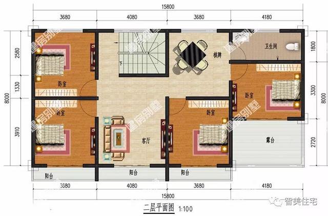 2棟四間兩層實用簡約的住房戶型設(shè)計圖，農(nóng)村建正合適