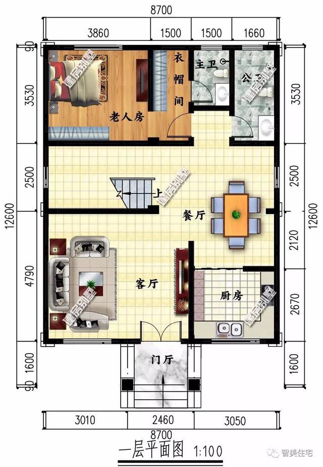 兩棟寬8米多的農(nóng)村自建房戶型圖，小戶型也有好格局