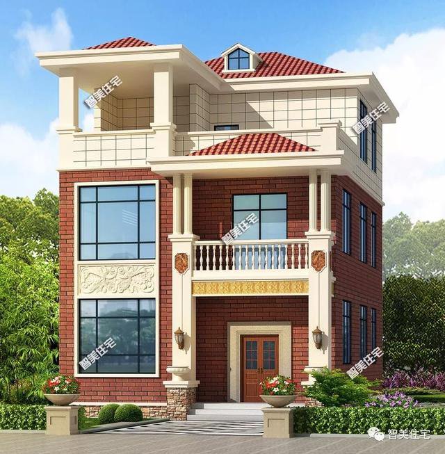 占地面積115小面寬三層自建樓房設(shè)計戶型圖，簡約而不簡單