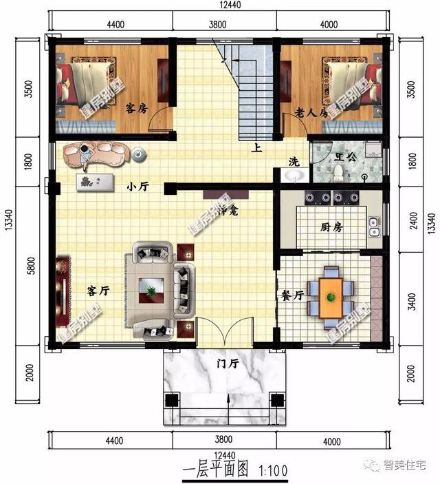 2棟客廳挑空的簡歐式三層自建樓設(shè)計(jì)圖，第二款是爆款