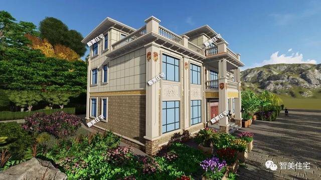 20×12米農(nóng)村別墅戶型設(shè)計圖，造型豪華對稱設(shè)計