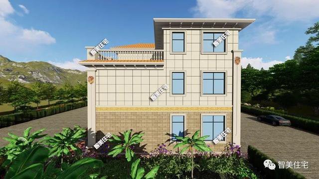 20×12米農(nóng)村別墅戶型設(shè)計圖，造型豪華對稱設(shè)計