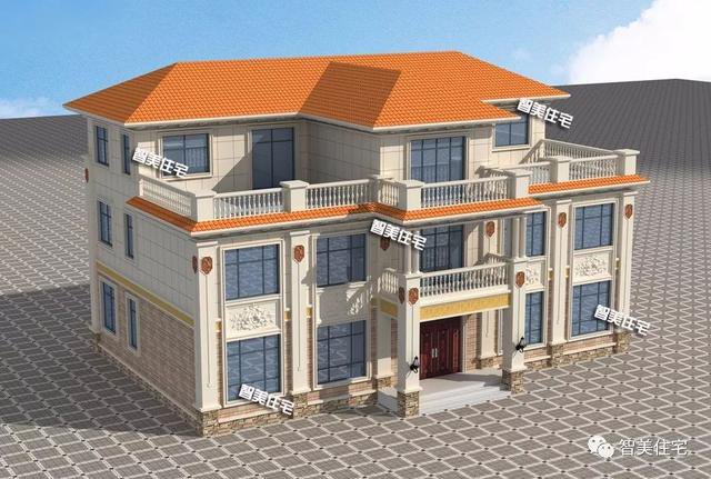 20×12米農(nóng)村別墅戶型設(shè)計圖，造型豪華對稱設(shè)計