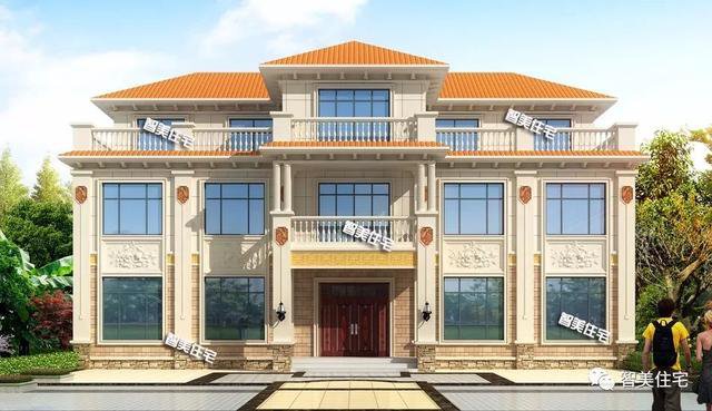 20×12米農(nóng)村別墅戶型設(shè)計圖，造型豪華對稱設(shè)計