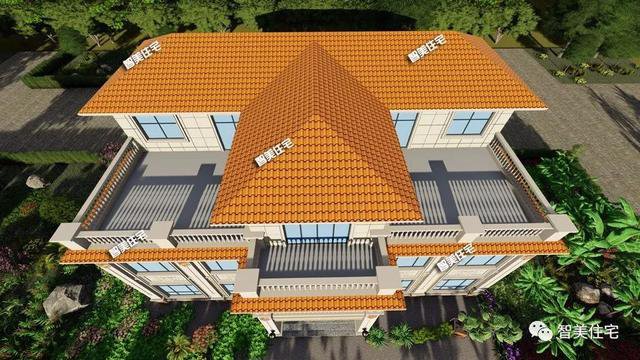 20×12米農(nóng)村別墅戶型設(shè)計圖，造型豪華對稱設(shè)計