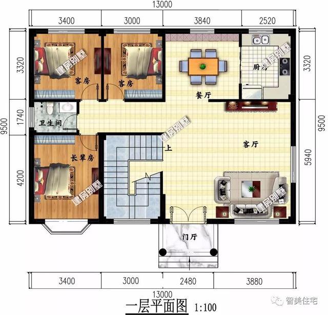 寬13米左右的兩層別墅自建洋樓房戶型圖，雖然普通但很實用