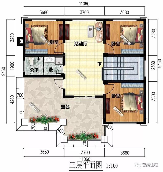 2棟新中式三層住宅戶型設(shè)計圖，pk下你更喜歡哪個？
