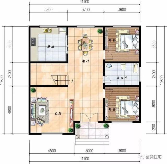 2棟寬11米的農(nóng)村自建小洋樓戶型方案圖，精致造價23萬起