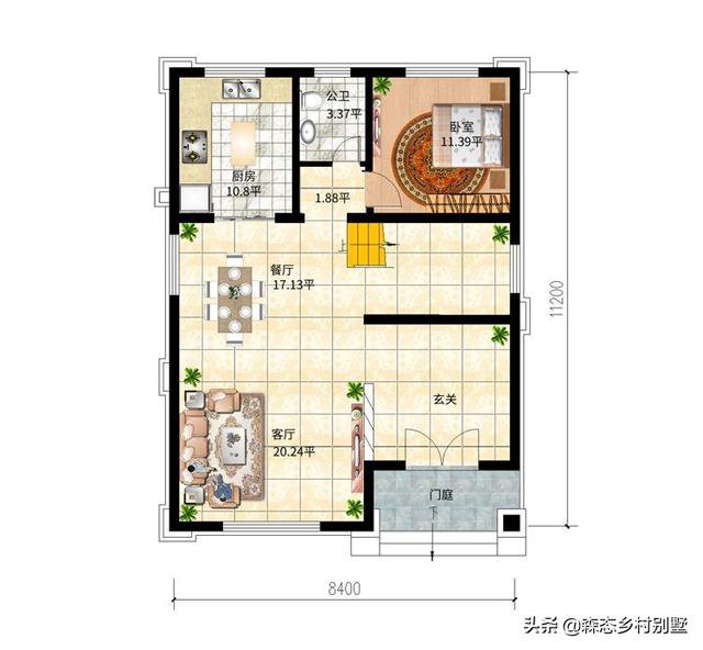 占地100平三層簡歐小戶型別墅戶型圖，小宅基地建房也可以很氣派