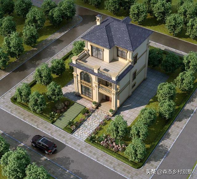 占地100平三層簡歐小戶型別墅戶型圖，小宅基地建房也可以很氣派