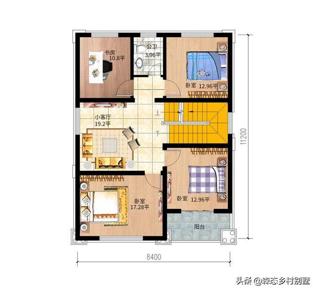 占地100平三層簡歐小戶型別墅戶型圖，小宅基地建房也可以很氣派