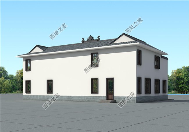 高端二層新中式四合院別墅設(shè)計(jì)圖，含全套CAD施工圖