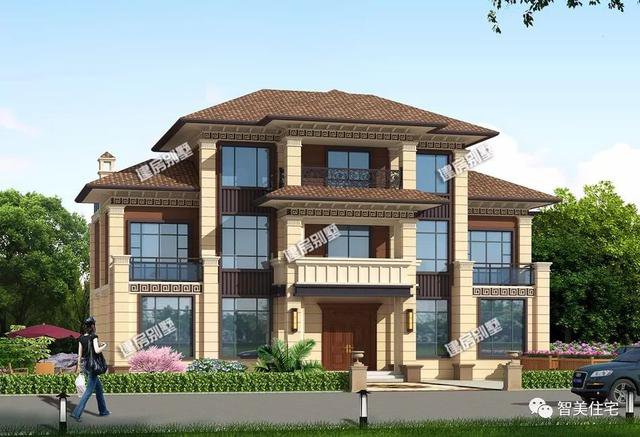 氣勢(shì)磅礴的二層半歐式豪宅戶型圖，占地200平以下