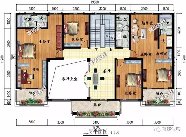 氣勢(shì)磅礴的二層半歐式豪宅戶型圖，占地200平以下