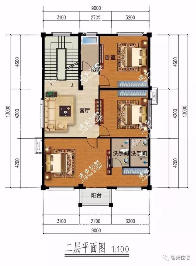 面寬8-9米的農(nóng)村四層自建樓房戶型方案圖，小宅基地首選