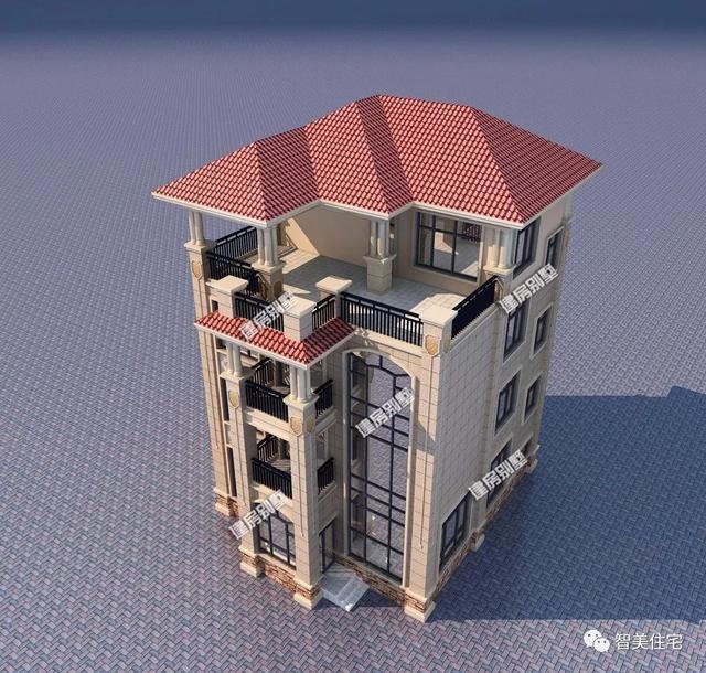 面寬8-9米的農(nóng)村四層自建樓房戶型方案圖，小宅基地首選