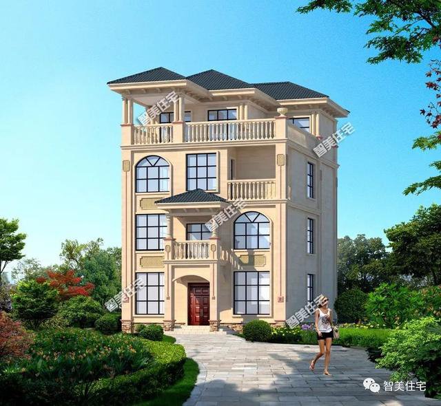 面寬8-9米的農(nóng)村四層自建樓房戶型方案圖，小宅基地首選